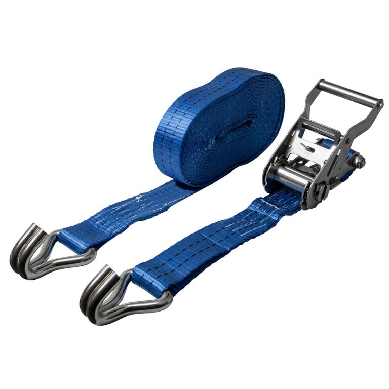 [CO.SB.RVS.035.09] DELTASLING - Sjorband met RVS ratel - 35 mm x 9 meter - 1000 daN - Blauw